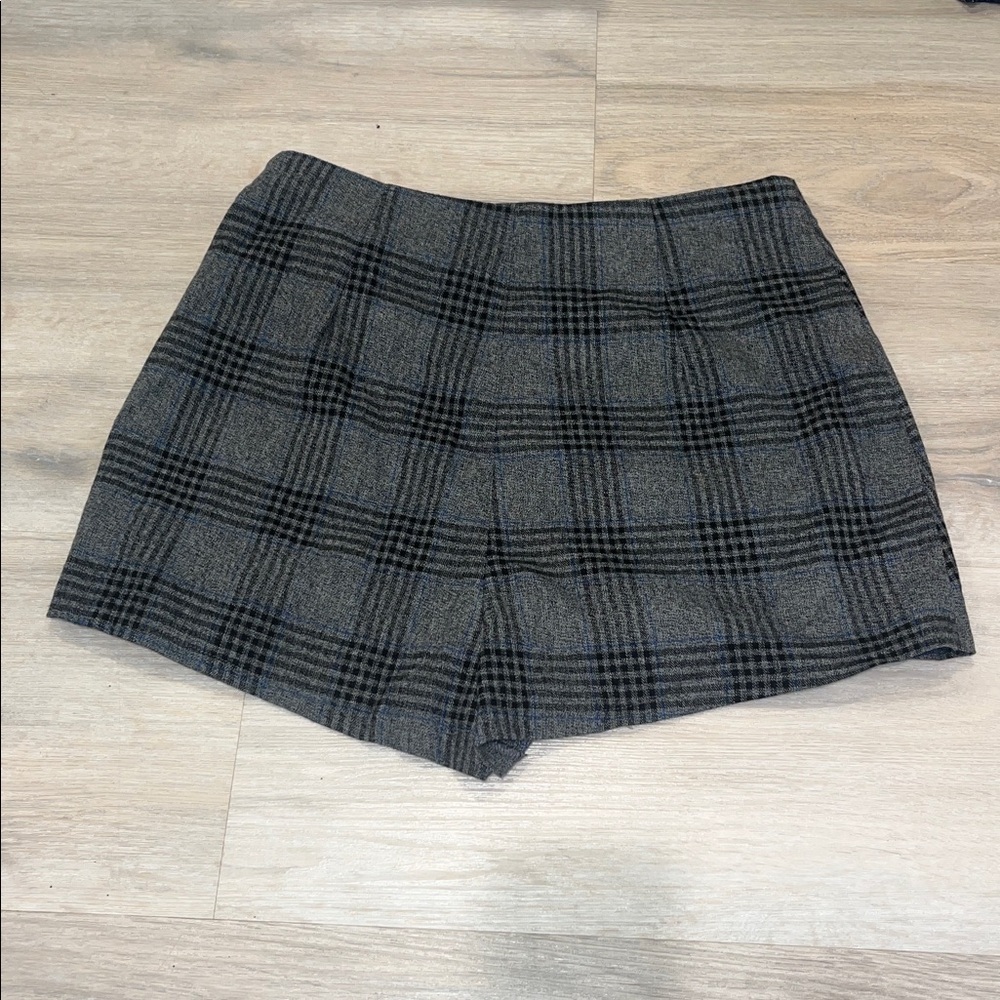 A&F Wrap Plaid menswear Tie Abercrombie & Fitch Grey black Skirt Skort preppy M - Picture 7 of 8